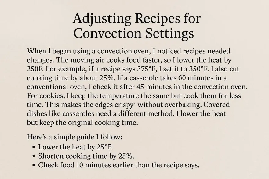 Adjusting recipes for convection settings
