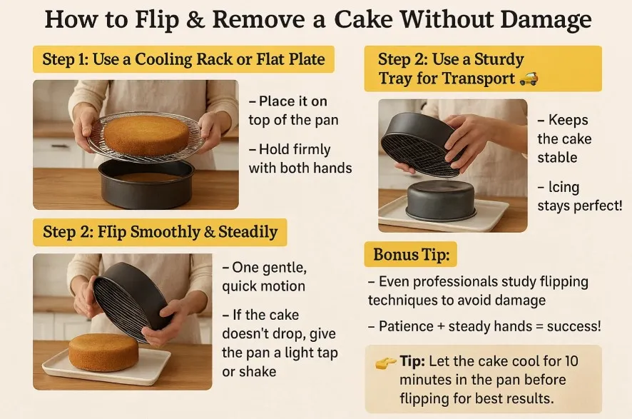 Flipping And Removing The Cake Without Damage