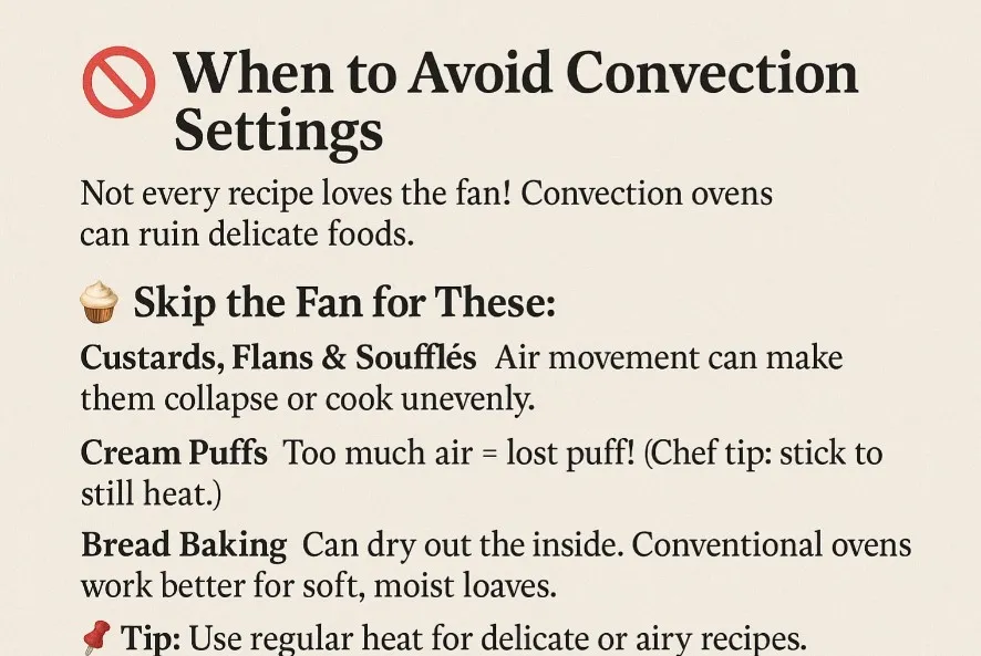 When to avoid using convection settings