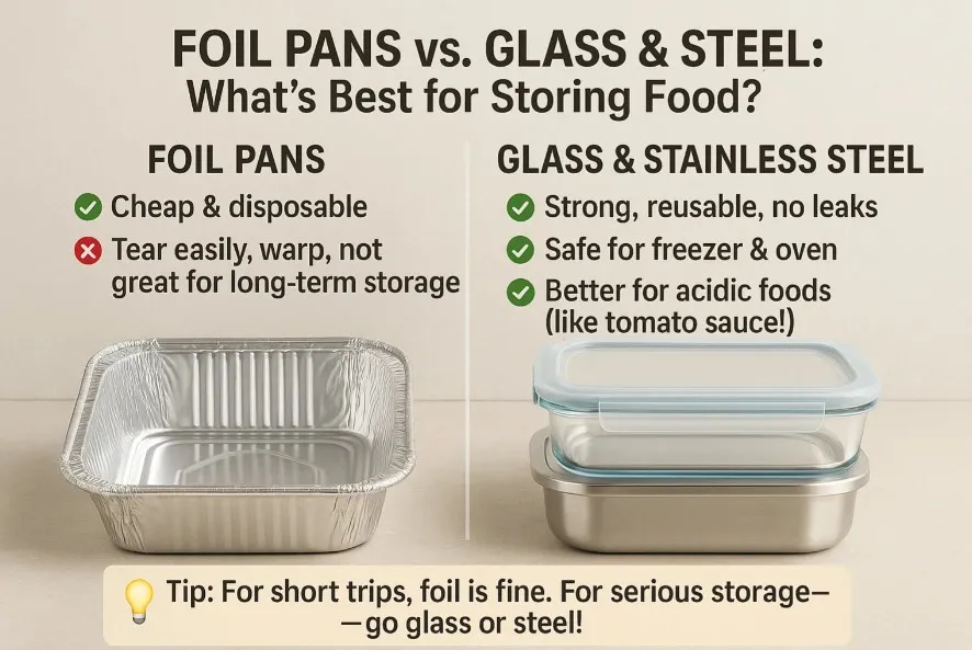 Food Storage Foil Pans vs. Glass and Steel