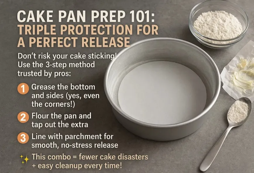 For Cakes Grease, Flour, and Line with Parchment for Triple Insurance
