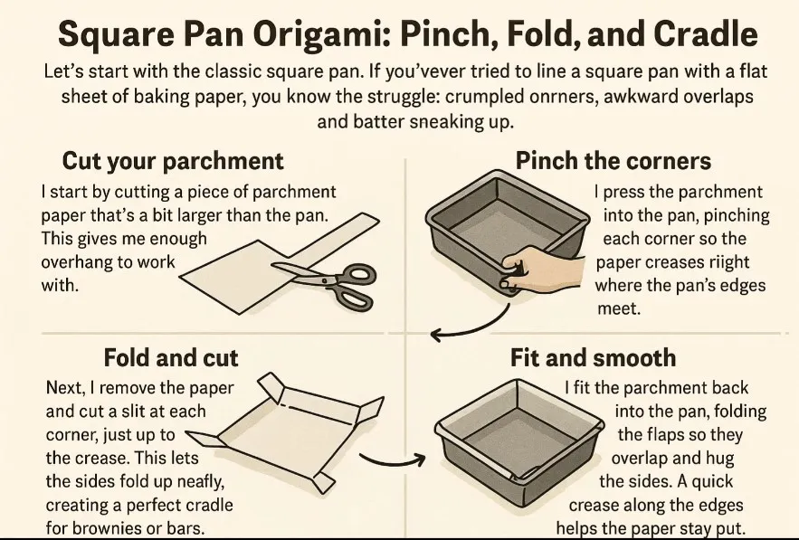 Square Pan Origami Pinch, Fold, and Cradle