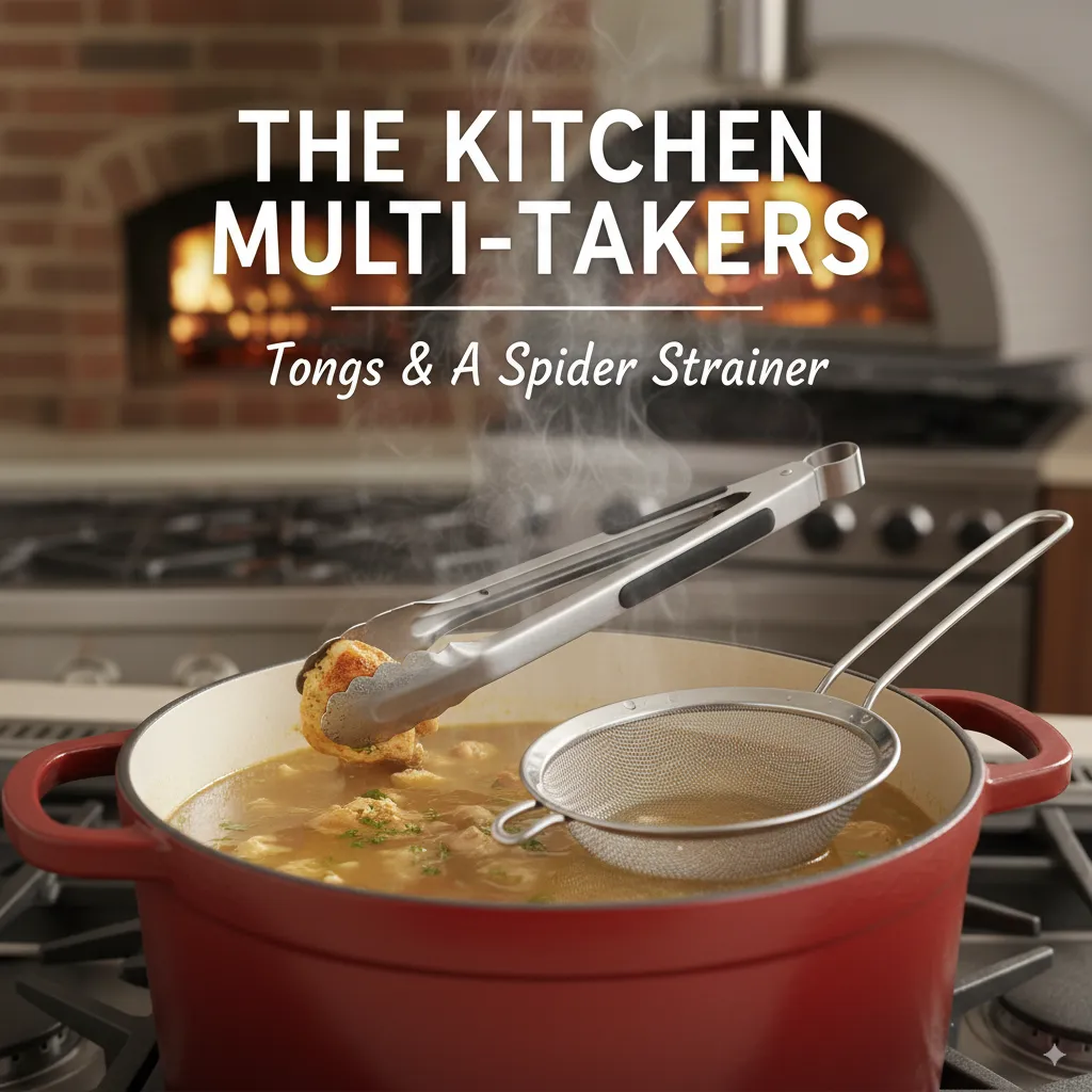 Tongs and a Spider Strainer