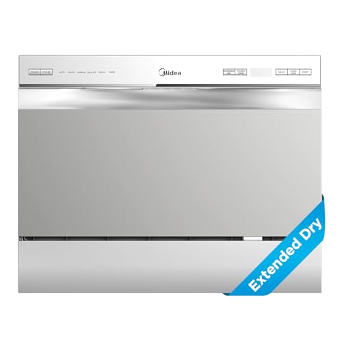 Midea MDC22P2ASS Portable Countertop Dishwasher, 6 Place Settings & 6+2 Washing Cycles Dishwashers, Energy Star Dish Washer for Dorm, RV & Apartment, 20