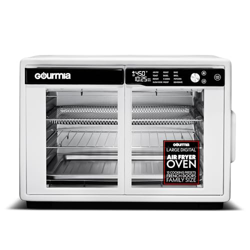 Gourmia French Door Digital Air Fryer Oven - XL 37QT Capacity, 12 Presets, FryForce 360° Tech, Dehydrate, Proof, Slow Cook, Fits 13” Pizza, 1700W, White