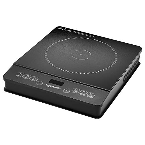 Amazon Basics 1800W Electric Portable Induction Cooktop, Induction Burner with Child Lock, Overheat Protection, Timer, 8 Power Settings, Up to 440°F, for Cookware with Diameter 5.7
