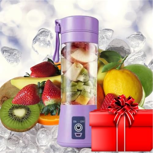 Portable Blender for Shakes and Smoothies, Personal Blender for Kitchen, with Rechargeable USB,380Ml With 6 Blades (Purple)