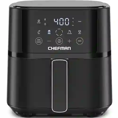 Chefman Air Fryer – 4 QT Compact Airfryer for Quick & Easy Meals in Minutes, Features Hi-Fry Technology for Extra Crisp, Touchscreen Controls with 4 Presets, Nonstick & Dishwasher Safe Basket - Black