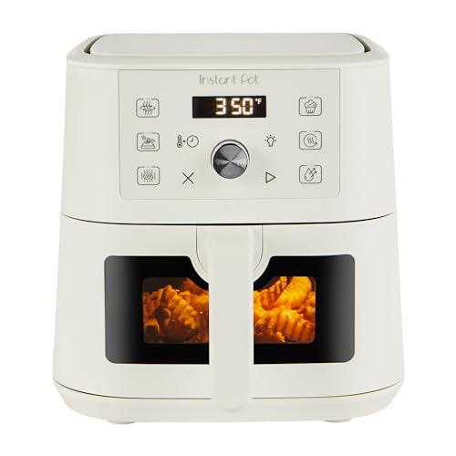 Instant Pot 4Qt VORTEX 6-in-1 Mini Air Fryer, Custom Program Options, Air Fry, Broil, Roast, Dehydrate, Bake, Reheat, Sea Salt, 4 Quarts
