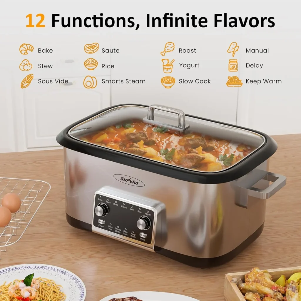 Sunvivi 8 Quart Slow Cooker Roaster Oven