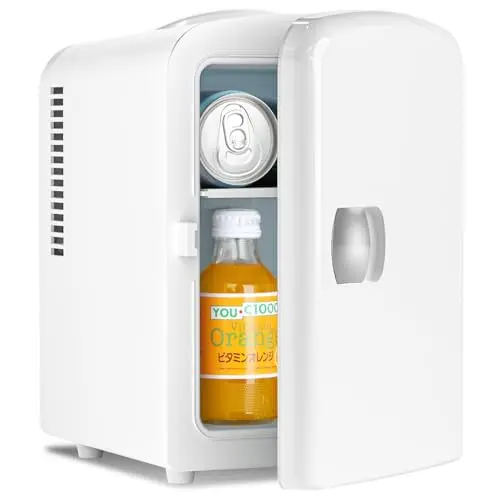Antarctic Star Compact Refrigerator, Portable Mini Fridge, Skin Care 4L Capacity/6 Cans, for Bedroom, Car, Office & Dorm, Small Cooler for Cosmetics, Beverage and Food, White