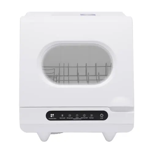 1200W Countertop Dishwasher with 5L Built-In Water Tank Mini Dish Washer with 5 Washing Programs and 360° Dual Spray,Tank Leak Proof Drying,Compact & Convenient Mini Dishwasher for Kitchen,Office,RV