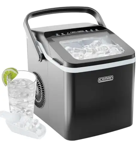 ICEMAN Dual-Size Ice Maker Countertop - Portable Ice Machine, Large and Small Ice Machine Maker with Self Cleaning, 9 Cubes in 7 Mins, 22lbs/24hrs, for Home, Kitchen, Office, Party, Ice Scoop Included