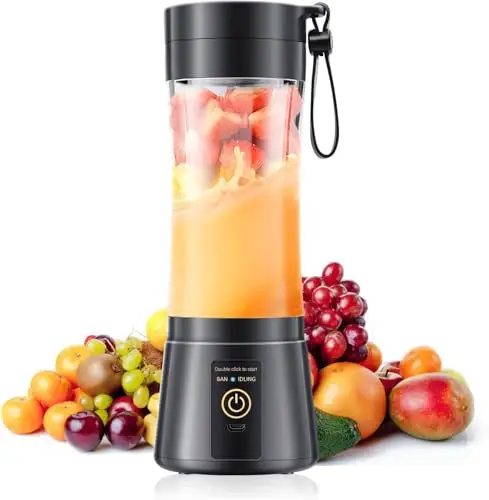 Portable Blender, Cordless Personal Smoothie Blender with USB Rechargeable & 6 Blades, Compact Mini Juicer Powerful Blending for Shakes/Fruits/Veggies/Travel/Home/Office/Gym/Camping