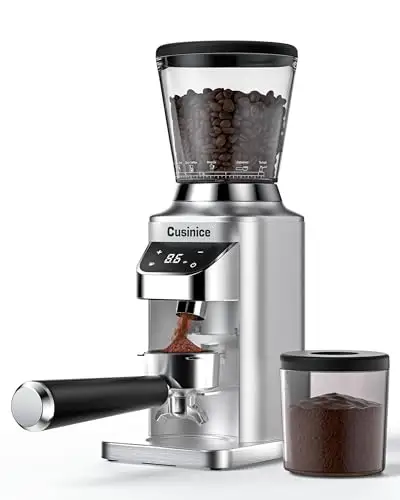 Cusinice Conical Burr Coffee Grinder with 40mm Stainless Steel Burr, 34 Grind Settings & Anti-Static, Electric Espresso Grinder for Home Use