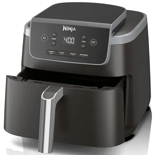 Ninja | Air Fryer | 4-in-1 Pro Air Fry, Roast, Reheat, Dehydrate | 5QT Capacity fits up to 4lbs of French Fries | 400F Max Temp | Nonstick Basket & Crisper Plate | 120V | Grey | AF141