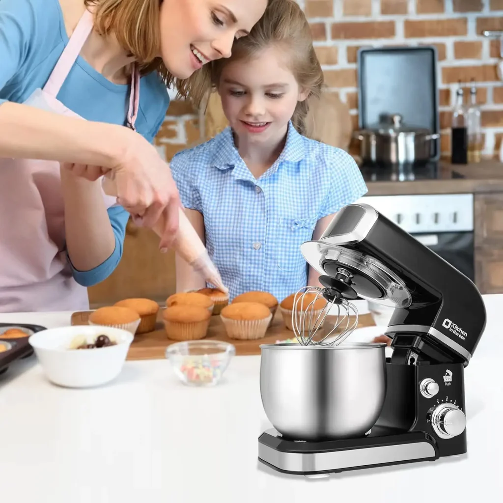 Kitchen in the box Stand Mixer,3.2Qt Small Electric Food Mixer,6 Speeds Portable Lightweight Kitchen Mixer for Daily Use with Egg Whisk,Dough Hook,Flat