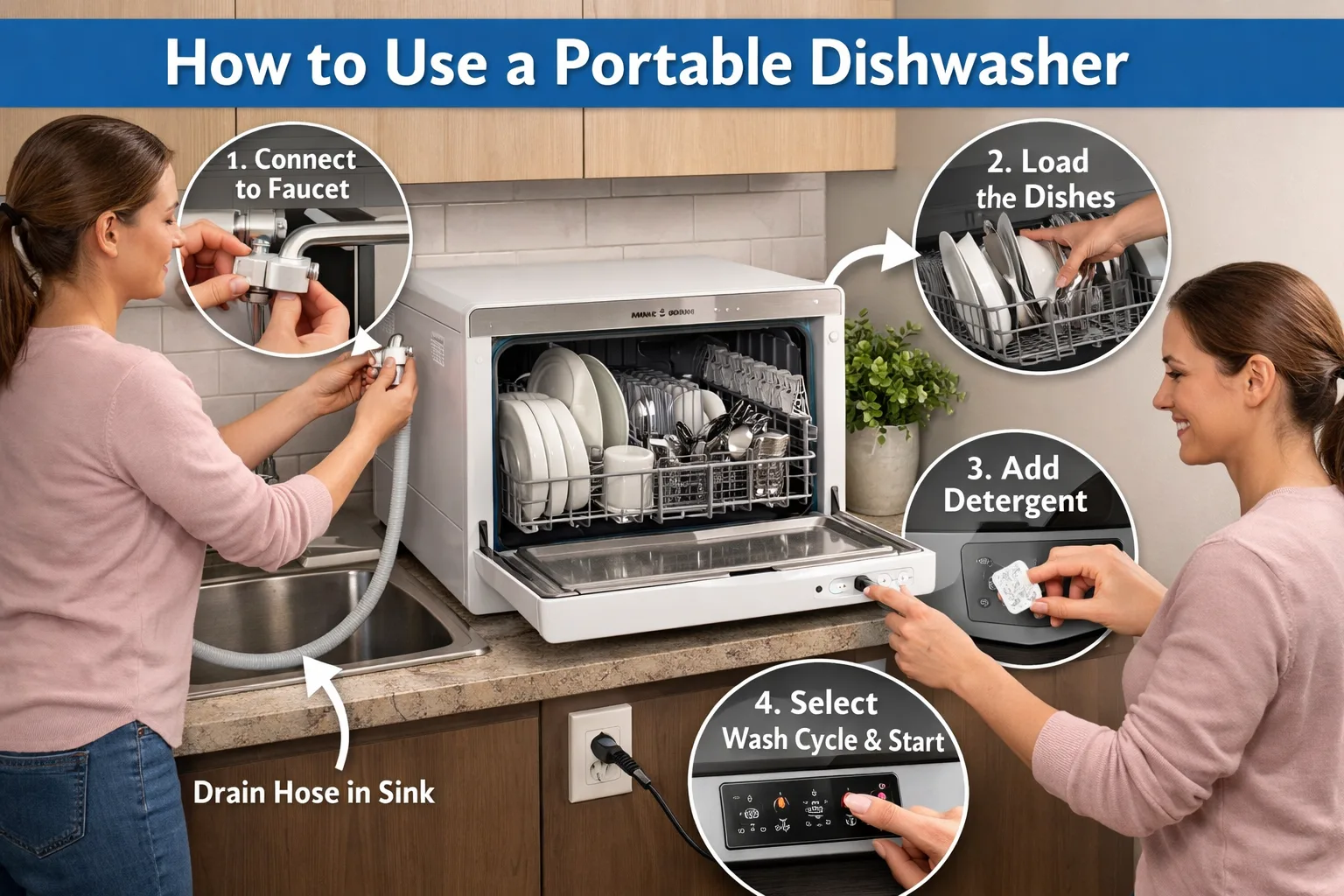 How to Use a Portable Dishwasher
