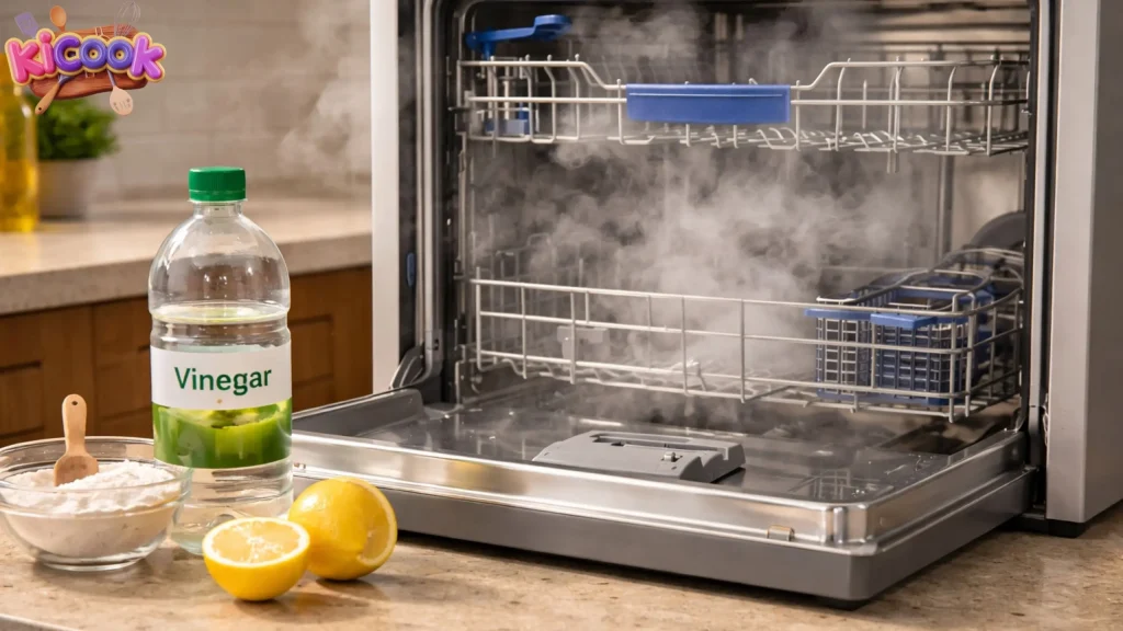Steaming dishwasher and cleaning essentials
