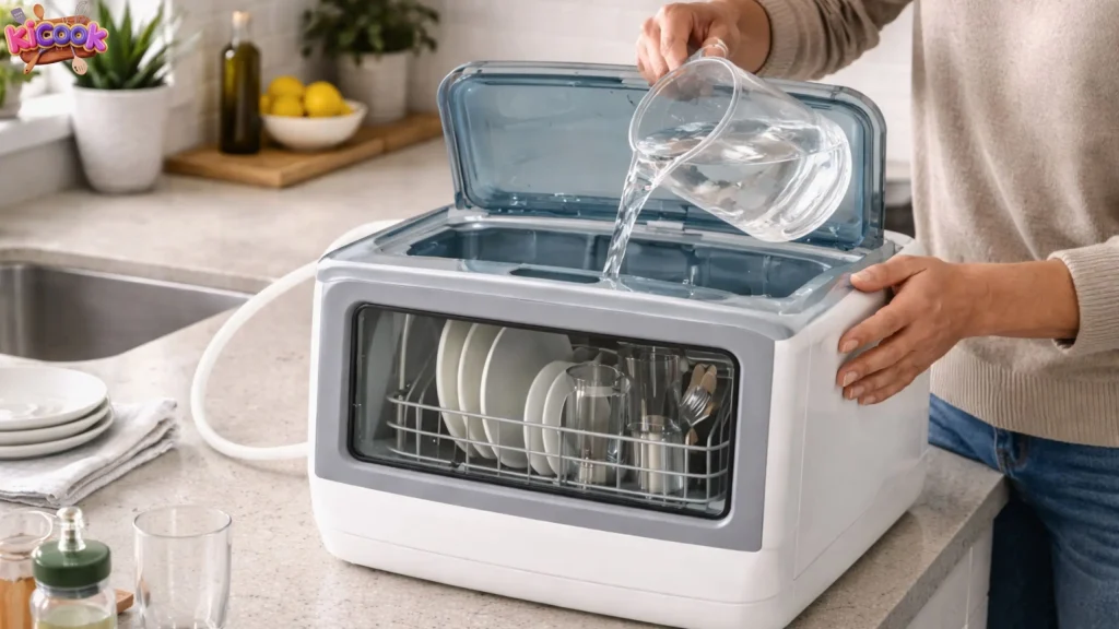water tank of a countertop dishwasher