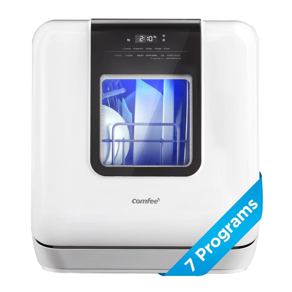 
COMFEE' Countertop Dishwasher, Portable Dishwasher with 6L Built-in Water Tank, Mini Dishwasher with More Space Inside