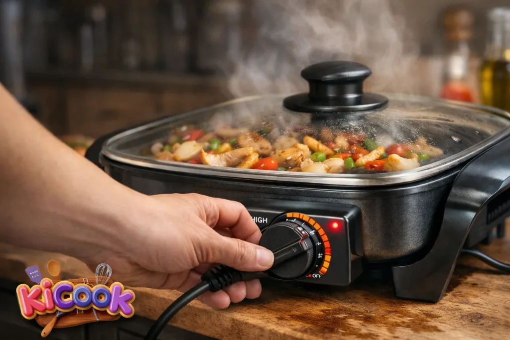Adjusting heat for a skillet meal