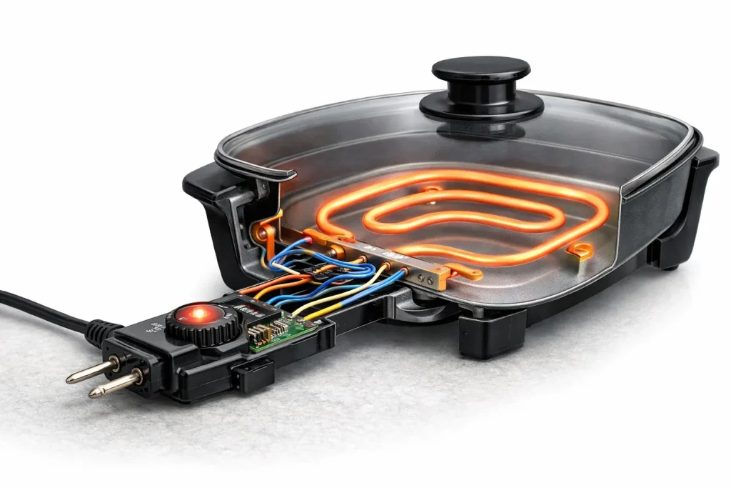 Electric skillet cutaway view