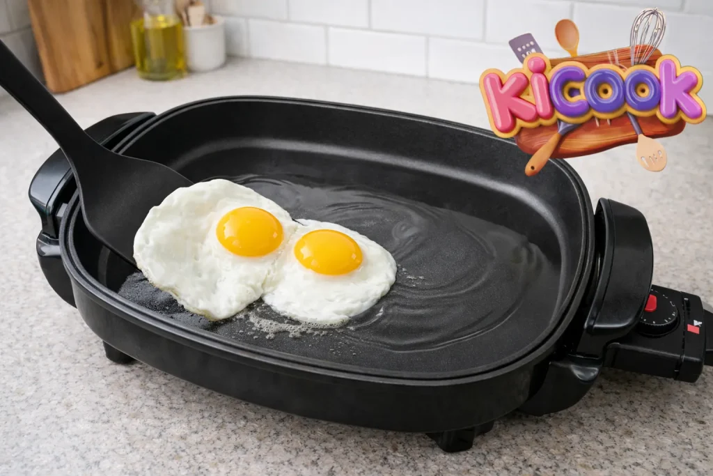 Perfectly cooked eggs in electric skillet