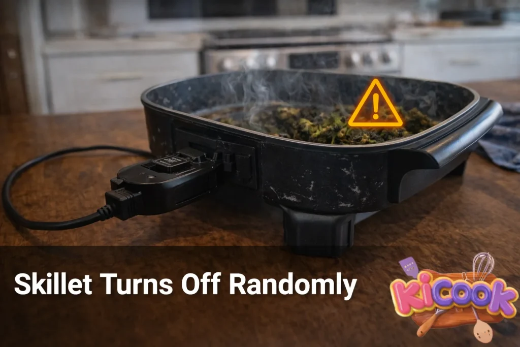 Skillet alert on the wooden counter