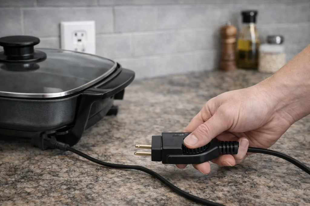Unplugging the electric skillet
