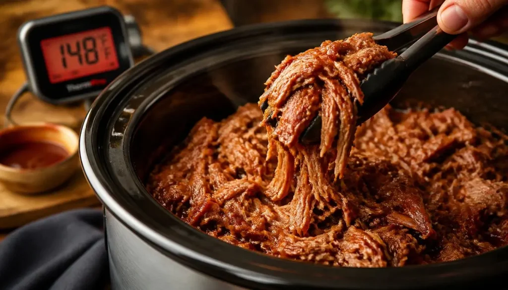 Finished meal held safely on crock pot warm setting 