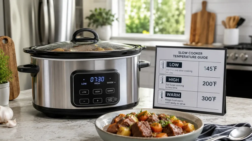 Slow cooker setup in modern kitchen

