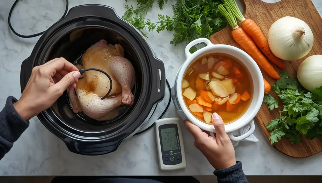 home cook preparing a slow cooker safely