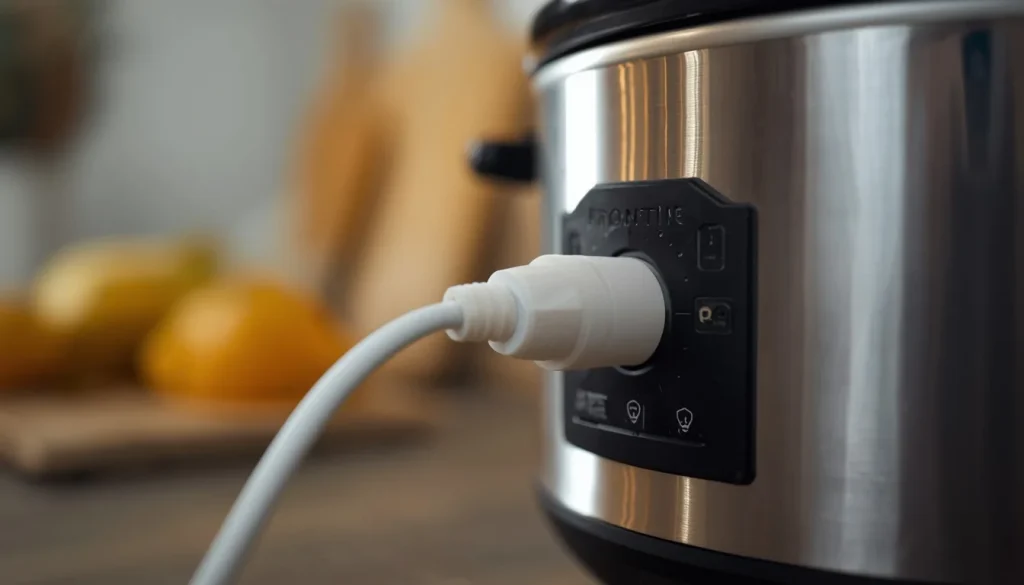 unplugged slow cooker power plug and clean intact cable 
