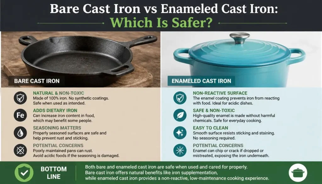 Bare Cast Iron vs Enameled Cast Iron