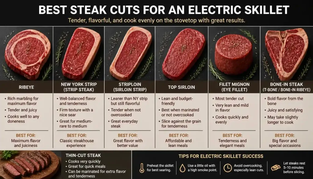 Best Steak Cuts for an Electric Skillet