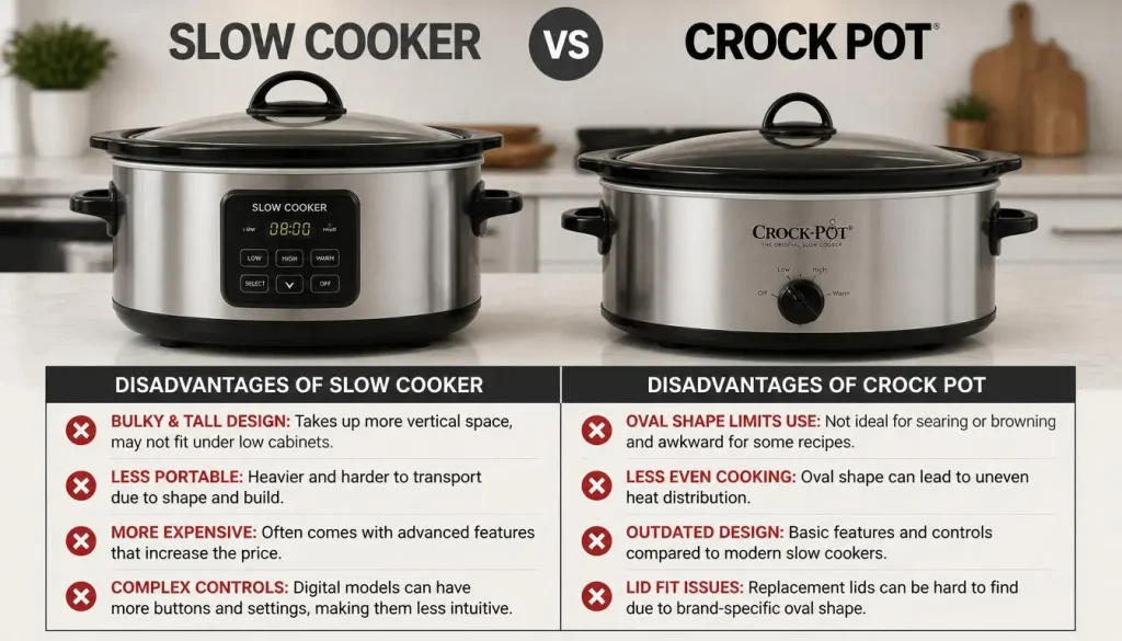 Slow Cooker vs Crock Pot Disadvantages