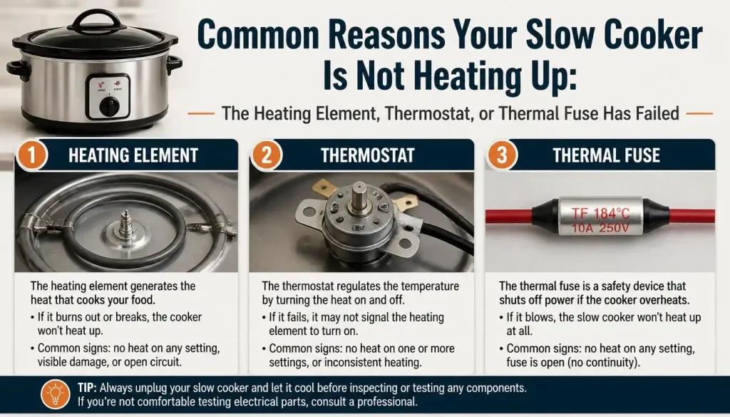 The Heating Element, Thermostat, or Thermal Fuse Has Failed