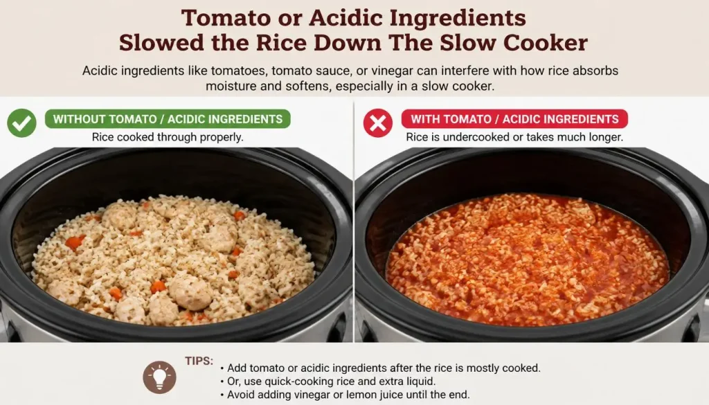 Tomato or Acidic Ingredients Slowed the Rice Down