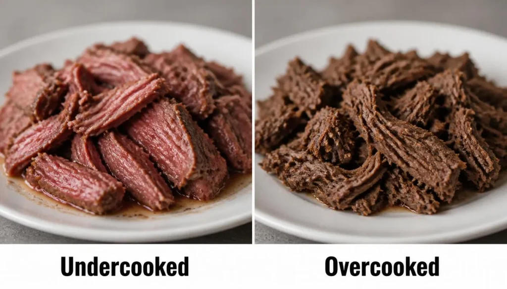 Undercooked vs Overcooked Slow Cooker Beef